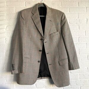 WOOL SILK PLAID JACKET BLAZER COAT MEN DESANTIS COLLECTION ITALY SZ 42 REGULAR